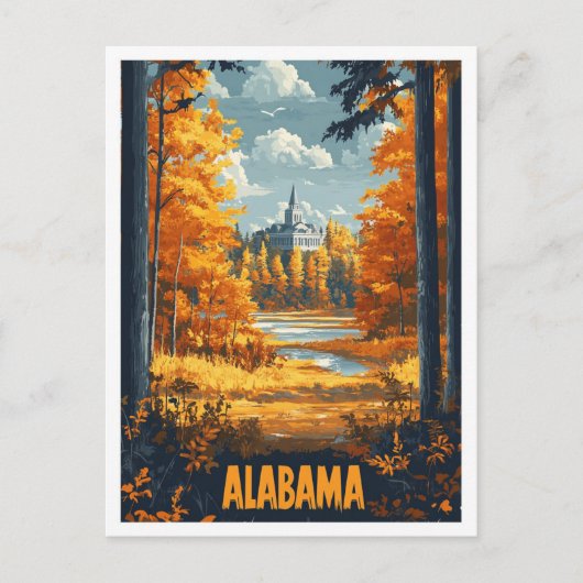 Alabama Verenigde Staten  Illustratie Reizen Briefkaart (Voorkant)