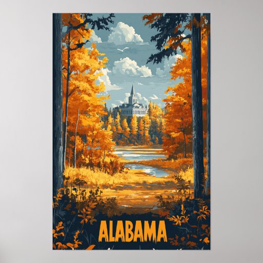 Alabama Verenigde Staten  Illustratie Reizen Poster (Voorkant)