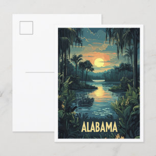 Alabama Verenigde Staten Kunst Vintage Illustratie Briefkaart
