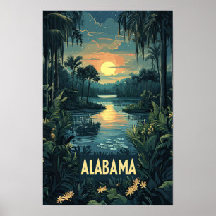 Alabama Verenigde Staten Kunst Vintage Illustratie Poster