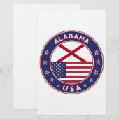 Alabama, Verenigde Staten, T-shirt Alabama, Alabam Briefpapier (Voorkant / Achterkant)