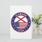 Alabama, Verenigde Staten, T-shirt Alabama, Alabam Briefpapier (Staand voorkant)