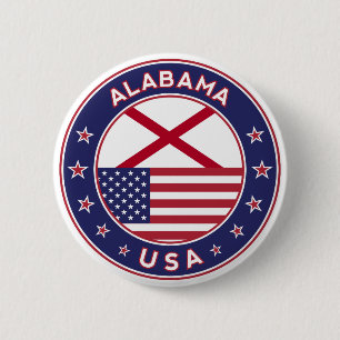 Alabama, Verenigde Staten, T-shirt Alabama, Alabam Ronde Button 5,7 Cm