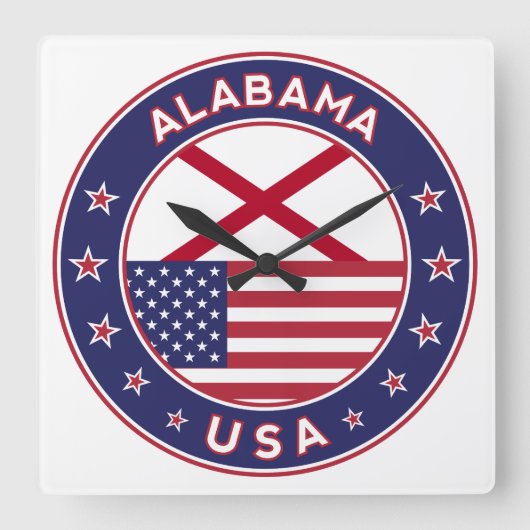 Alabama Vierkante Klok (Voorkant)