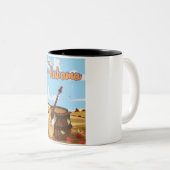 Alabama vintage-poster tweekleurige koffiemok (Voorkant rechts)