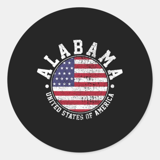 Alabama Vintage Ronde Sticker (Voorkant)