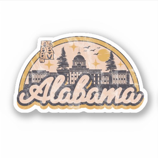 Alabama Vintage Stijl Sticker (Voorkant)