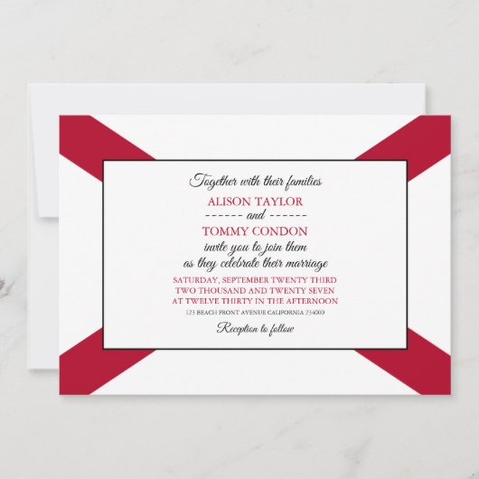 Alabama vlag, vlag van Alabama bruiloft Kaart (Voorkant)