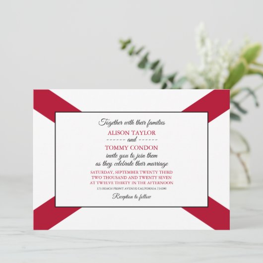 Alabama vlag, vlag van Alabama bruiloft Kaart (Staand voorkant)