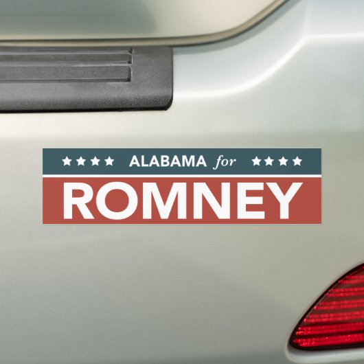Alabama voor Mitt Romney 2012 Bumpersticker (Op auto)
