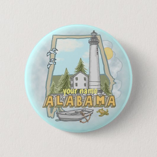 Alabama vuurtoren speld ronde button 5,7 cm (Voorkant)