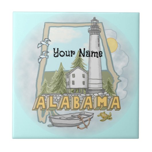 Alabama vuurtoren tegel tegeltje (Voorkant)