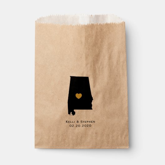 Alabama Wedding Favor Treat Sacks, papieren cadeau Bedankzakje (Voorkant)