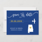 Alabama Wedding Save the Date Kaart, Map Magnetische Uitnodiging (Voorkant)