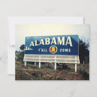 Alabama, Welcome, Y'all Come Road Sign 1960s Briefkaart