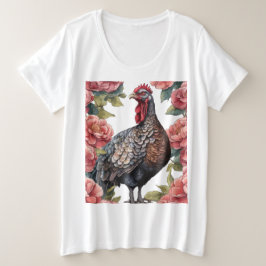 Alabama wilde kalkoen met Camellia bloemen Grote Maat T-shirt