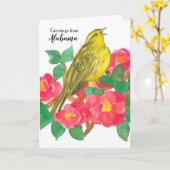 Alabama Yellowhammer State Vogel Camellia Bloem Kaart (Gele Bloem)