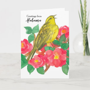 Alabama Yellowhammer State Vogel Camellia Bloem Kaart