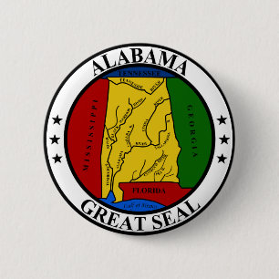 Alabama-zegel Verenigde Staten Amerikaanse vlag Ronde Button 5,7 Cm