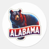 Alabama, zwart beer, ronde sticker (Voorkant)