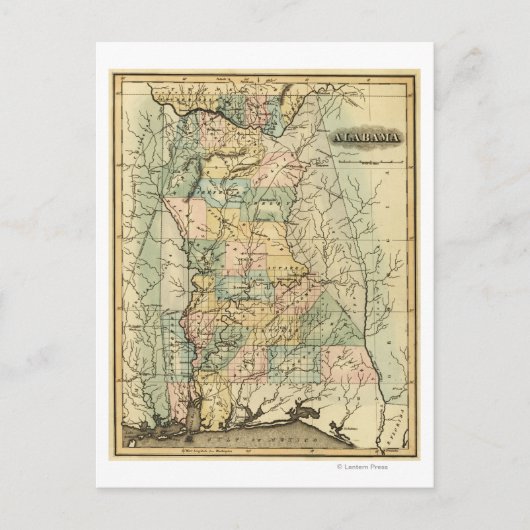 AlabamaPanoramic MapAlabama Briefkaart (Voorkant)