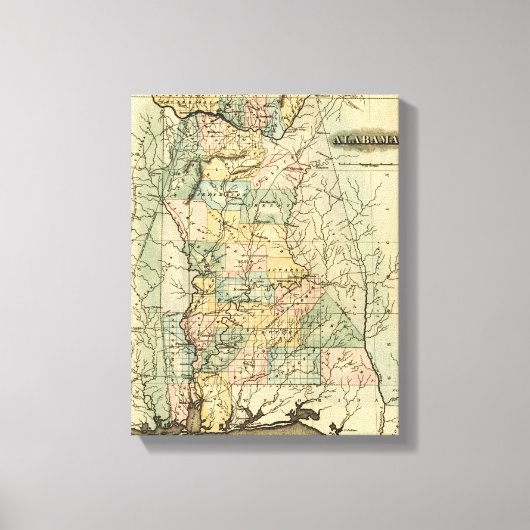 AlabamaPanoramic MapAlabama Canvas Afdruk (Voorkant)