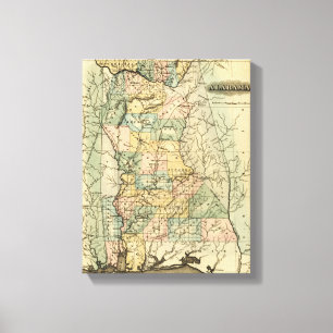 AlabamaPanoramic MapAlabama Canvas Afdruk