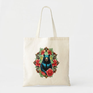 Alabama's zwarte beer omringd door Camellia Tote Bag