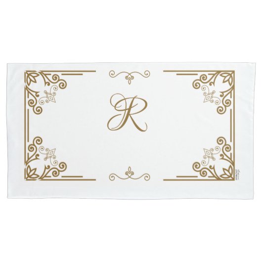 "Alabaster" Art Nouveau Monogram Kussensloop (Voorkant-Links)