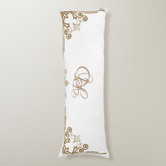 "Alabaster" Art Nouveau Monogram Lichaamskussen (Voorkant Verticaal)