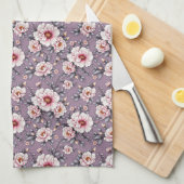 Alabaster Bloemen op Dusty Lavender Theedoek (Quarter Fold)