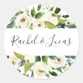 Alabaster | Botanische Floral Wedding Ronde Sticker (Voorkant)