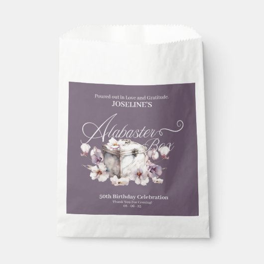 Alabaster Box Paarse Verjaardag Bedankzakje (Voorkant)