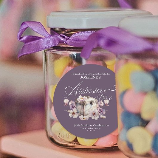 Alabaster Box Paarse Verjaardag Ronde Sticker