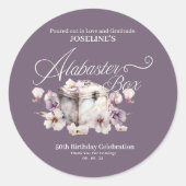 Alabaster Box Paarse Verjaardag Ronde Sticker (Voorkant)