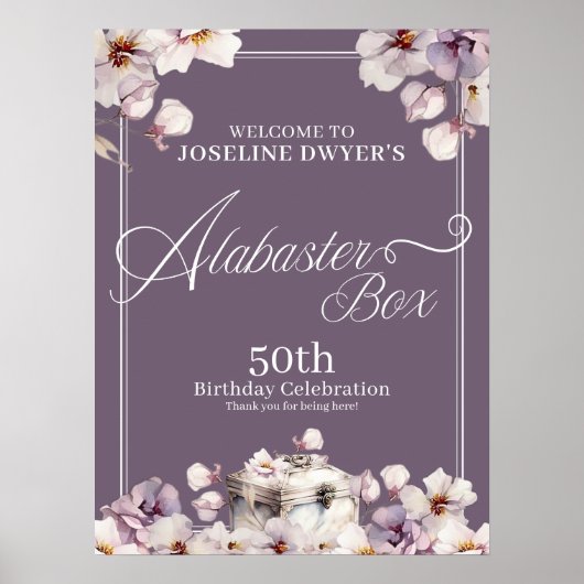 Alabaster Box Verjaardag Welkom Teken Poster (Voorkant)