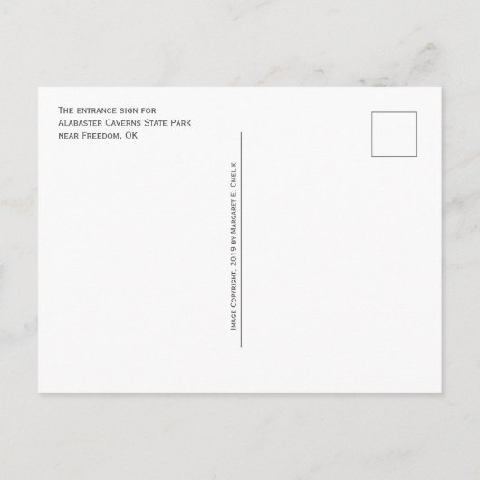 Alabaster Caverns State Park Ingangsteken, OK Briefkaart (Achterkant)