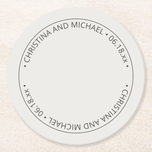 Alabaster · Eenvoudige bruiloft Ronde Kartonnen Onderzetter (Voorkant)