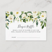 Alabaster Floral Baby shower Diaper Raffle Kaarten (Voorkant)