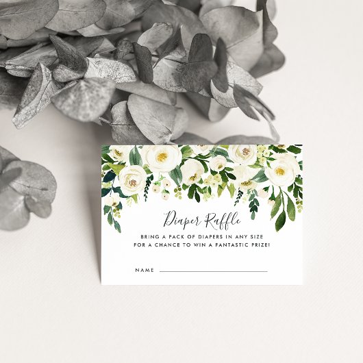 Alabaster Floral Baby shower Diaper Raffle Kaarten