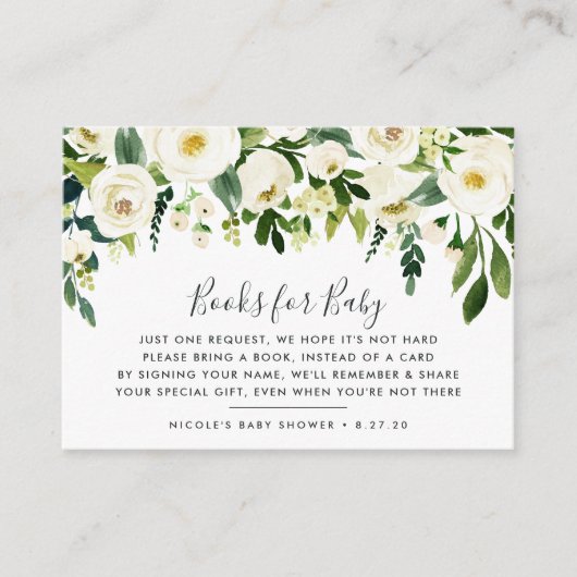 Alabaster Floral Book Request Baby shower Kaart (Voorkant)