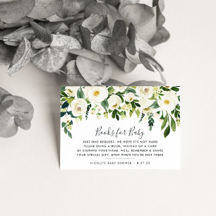 Alabaster Floral Book Request Baby shower Kaart