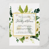 Alabaster Floral Engagement Party Gold Folie Uitnodiging (Voorkant)