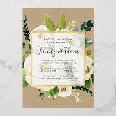 Alabaster Floral Engagement Party Gold Folie Uitnodiging (Voorkant)