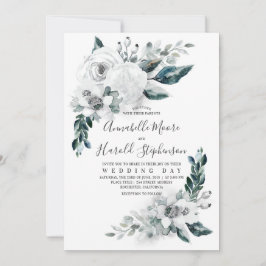 Alabaster Floral Greenery | Waterverf bruiloft Kaart