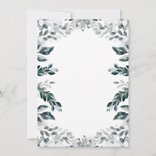 Alabaster Floral Greenery | Waterverf bruiloft Kaart (Achterkant)