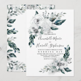 Alabaster Floral Greenery | Waterverf bruiloft Kaart