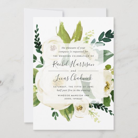 Alabaster Floral | Groene & Witte Botanische Bruil Kaart (Voorkant)