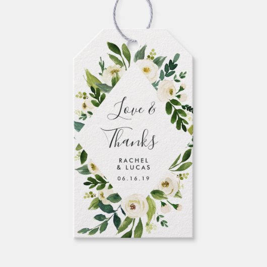 Alabaster Floral Lijst | Weddenschap Cadeaulabel (Voorkant)