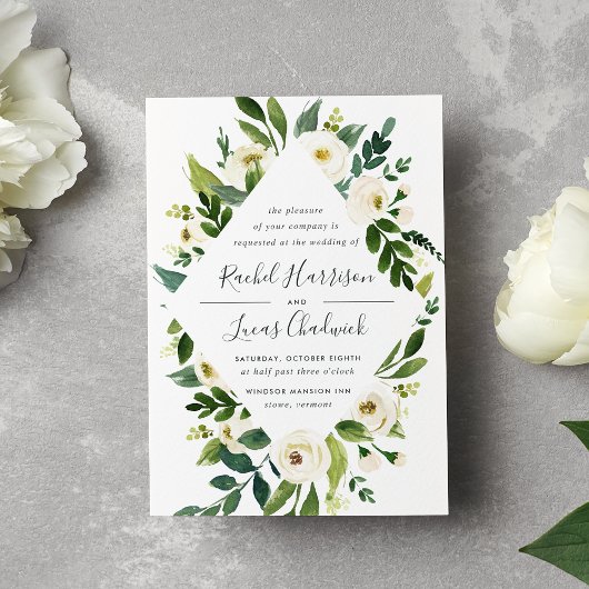 Alabaster Floral Lijst Weddenschap Kaart